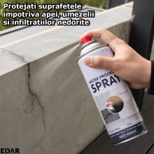 Spray Impermeabil Pentru Etansare EDAR, Cu Uscare Rapida, Compatibil Cu Multiple Suprafete, Anti-Apa, 450 ml, Gri
