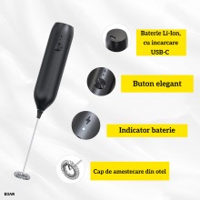 Spumator Lapte Electric EDAR, Mixer Manual Reincarcabil USB, Bagheta Otel Inox Detasabila, Pentru Cappuccino, Latte, Ciocolat... Spumator Lapte Electric EDAR, Mixer Manual Reincarcabil USB, Bagheta Otel Inox Detasabila, Pentru Cappuccino, Latte, Ciocolat...