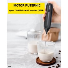 Spumator Lapte Electric EDAR, Mixer Manual Reincarcabil USB, Bagheta Otel Inox Detasabila, Pentru Cappuccino, Latte, Ciocolat...