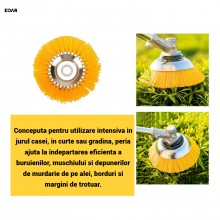 Disc Perie Nylon pentru Motocoasa EDAR, 6 inch (150 mm), Accesoriu Curatare Pavaj, Rosturi si Buruieni, Prindere Universala, ...