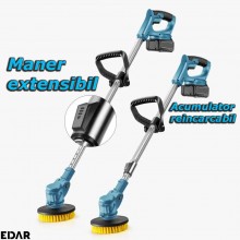 Perie Electrica EDAR Pentru Curatenie, Ideala Pentru Casa, Gradina, Terasa, Curte, Pavaj, 3 Capete Interschimbabile, Function...