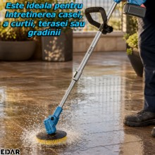 Perie Electrica EDAR Pentru Curatenie, Ideala Pentru Casa, Gradina, Terasa, Curte, Pavaj, 3 Capete Interschimbabile, Function...