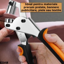 Cleste Pentru Ocheti Si Capse Metalice EDAR, 10mm, 100 De Capse, Cap Magnetic, Maner Anti-alunecare, Manual, Pentru Articole ...