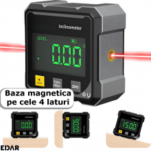 Inclinometru Digital Portabil EDAR, Indicator De Unghi De Precizie Pentru Sudura, Tamplarie, Aliniere Utilaje, Baza Magnetica...