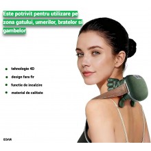 Aparat de Masaj Cervical EDAR 4D cu Incalzire, Wireless, Pentru Gat, Umeri, Brate si Gambe, 3 Intensitati, Motor Silentios, I...