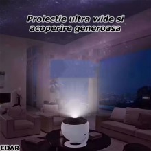 Proiector De Stele Si Galaxii Pentru Camera Copilului EDAR, 12 Discuri Incluse, Alimentare Prin USB, Rotatie 360°, Unghi De I...