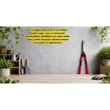 Foarfeca Gradina Tuns Gard Viu EDAR 56cm, Lame Otel Ondulate, Maner Ergonomic, Pentru Arbusti, Tuia, Buxus, Arbori Ornamental...