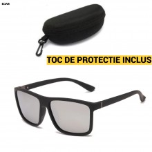 Ochelari Condus EDAR Polarizati, Zi si Noapte, Lentile Tip Oglinda Negre, Antireflex, Toc Inclus, Rama Neagra