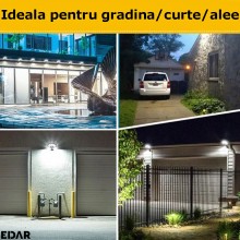 Lampa Solara EDAR Pentru Exterior, Casa, Gradina, 3 Moduri De Lumina, Telecomanda, Prindere Pe Perete, 168 LED, Forma Octogon...