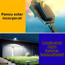 Lampa Solara EDAR Pentru Exterior, Casa, Gradina, 3 Moduri De Lumina, Telecomanda, Prindere Pe Perete, 168 LED, Forma Octogon...