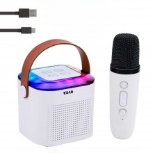 Boxa si Microfon EDAR Karaoke Wireless, Lumini RGB LED, Portabila, Slot card si Conectare telefon prin Bluetooth, AUX, Pentru...