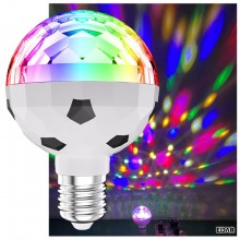 Bec LED Disco Rotativ EDAR 3W, Compatibil E27, Lumini Multicolore pentru Petreceri, Casa si Gradina, Montare la Fasung, Alb