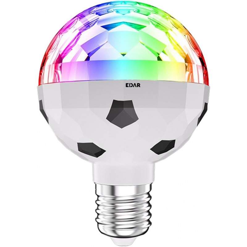 Bec LED Disco Rotativ EDAR 3W, Compatibil E27, Lumini Multicolore pentru Petreceri, Casa si Gradina, Montare la Fasung, Alb