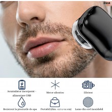 Aparat de Ras EDAR Electric, Mini Aparat Performant, Rezistent la Apa, USB Inclus, Fast Charge, 68g, Negru