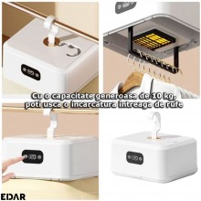 Uscator De Haine Rufe EDAR, Portabil, Electric, Alimentare Prin Priza, Capacitate 10 Kg, Pentru Uz Casnic, Alb Uscator De Haine Rufe EDAR, Portabil, Electric, Alimentare Prin Priza, Capacitate 10 Kg, Pentru Uz Casnic, Alb