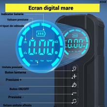 Compresor Auto Portabil EDAR 3‑in‑1, Starter Auto, 6000mAh, 150 PSI, Ecran Digital, Powerbank, Lanterna LED si SOS, USB‑C inc... Compresor Auto Portabil EDAR 3‑in‑1, Starter Auto, 6000mAh, 150 PSI, Ecran Digital, Powerbank, Lanterna LED si SOS, USB‑C inc...