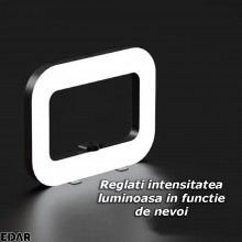 Lampa Led Ring Light EDAR, Suport Telefon, Lumina Calda/Rece/Neutra, Suport Asezare Pe Suprafete, Intensitate Luminoasa Regla...