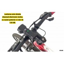 Lanterna Bicicleta LED EDAR ,Far 12 LED, 5 Moduri Iluminare, Incarcare USB, Cablu Inclus, cu Claxon, Afisaj baterie, Lumina P...