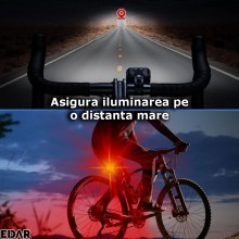 Lumini Far Si Stop Bicicleta EDAR, Multiple Moduri De Lumina, Rezistente La Apa Si Intemperii, Reincarcabile USB, Negru