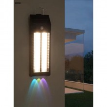 Lampa Solara Exterior LED EDAR 33 cm, Tub Dublu, Perete sau Agatare, 3 Moduri Lumina Calda/Rece, Senzor Miscare, Panou solar,...