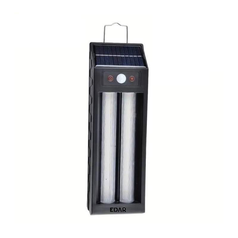 Lampa Solara Exterior LED EDAR 33 cm, Tub Dublu, Perete sau Agatare, 3 Moduri Lumina Calda/Rece, Senzor Miscare, Panou solar,...