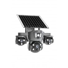 Camera Video Supraveghere Exterior EDAR 12MP, Sistem Triplu Camera, Panoramic 360°, WiFi si SIM 4G, Alimentare Solara, Night ...