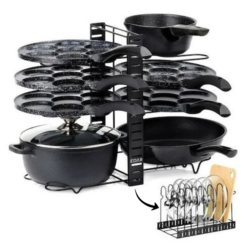 Organizator Reglabil Pentru Cratite EDAR, Oale, Tigai, Capace, Multifunctional, 8 Compartimente Ajustabile, Metalic, Pentru B...
