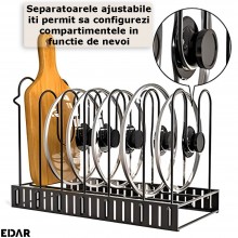Organizator Reglabil Pentru Cratite EDAR, Oale, Tigai, Capace, Multifunctional, 8 Compartimente Ajustabile, Metalic, Pentru B...