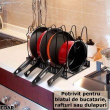 Organizator Reglabil Pentru Cratite EDAR, Oale, Tigai, Capace, Multifunctional, 5 Compartimente Ajustabile, Metalic, Pentru B...