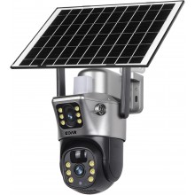 Camera Supraveghere WiFi 4K Ultra HD EDAR EC11, 6MP, Dual Lens, Panou Solar, Rotire 360°, Vedere Nocturna IR, Senzor Miscare,...