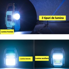 Lanterna Portabila LED EDAR Multifunctionala, Solara si USB, COB, 3 Zone de Lumina, Impermeabila, Pentru Atlerie, Camping, 12... Lanterna Portabila LED EDAR Multifunctionala, Solara si USB, COB, 3 Zone de Lumina, Impermeabila, Pentru Atlerie, Camping, 12...