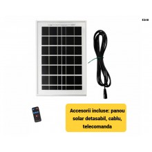 Proiector LED Solar Exterior EDAR, 111 LED, Senzor Miscare, Telecomanda, 6000mAh, IP67, 3 Moduri, de Iluminare, Lumina Rece, ...
