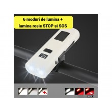 Lampa Frontala Bicicleta EDAR, LED, 3000 mAh, 6 Moduri, Far + Stop Rosu, SOS, Power Bank, USB Type-C & Lightning, Z-818, Culo... Lampa Frontala Bicicleta EDAR, LED, 3000 mAh, 6 Moduri, Far + Stop Rosu, SOS, Power Bank, USB Type-C & Lightning, Z-818, Culo...
