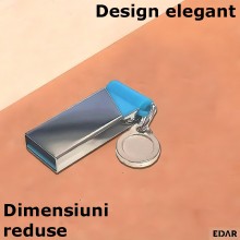 Memorie USB EDAR, Capacitate 8 GB, USB 3.0, Rezistent la Uzura, Gri Metalic / Albastru