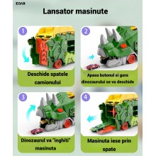 Camion Dinozaur Triceratops 3 în 1 EDAR, Jucarie Interactiva cu Pista Lansare si Transportator Masinute, Capacitate 8 Buc, In... Camion Dinozaur Triceratops 3 în 1 EDAR, Jucarie Interactiva cu Pista Lansare si Transportator Masinute, Capacitate 8 Buc, In...