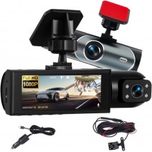 Camera Auto DVR Tripla EDAR Full HD 1080p, Ecran 3.16”, Unghi 170°, Vedere Nocturna, HDR, G-Sensor, Inregistrare Loop, Potriv...