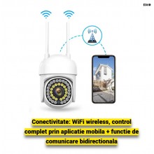Camera Supraveghere EDAR, IP66 Exterior/Interior, WiFi 3MP, Night Vision, Detectare Miscare, Control Aplicatie, Audio Bidirec... Camera Supraveghere EDAR, IP66 Exterior/Interior, WiFi 3MP, Night Vision, Detectare Miscare, Control Aplicatie, Audio Bidirec...