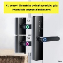 Yala inteligenta Smart EDAR cu Amprenta Biometrica, Control prin Aplicatie TUYA, Card, Parola si Cheie, Tastatura Touchscreen...