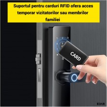 Yala inteligenta Smart EDAR cu Amprenta Biometrica, Control prin Aplicatie TUYA, Card, Parola si Cheie, Tastatura Touchscreen...
