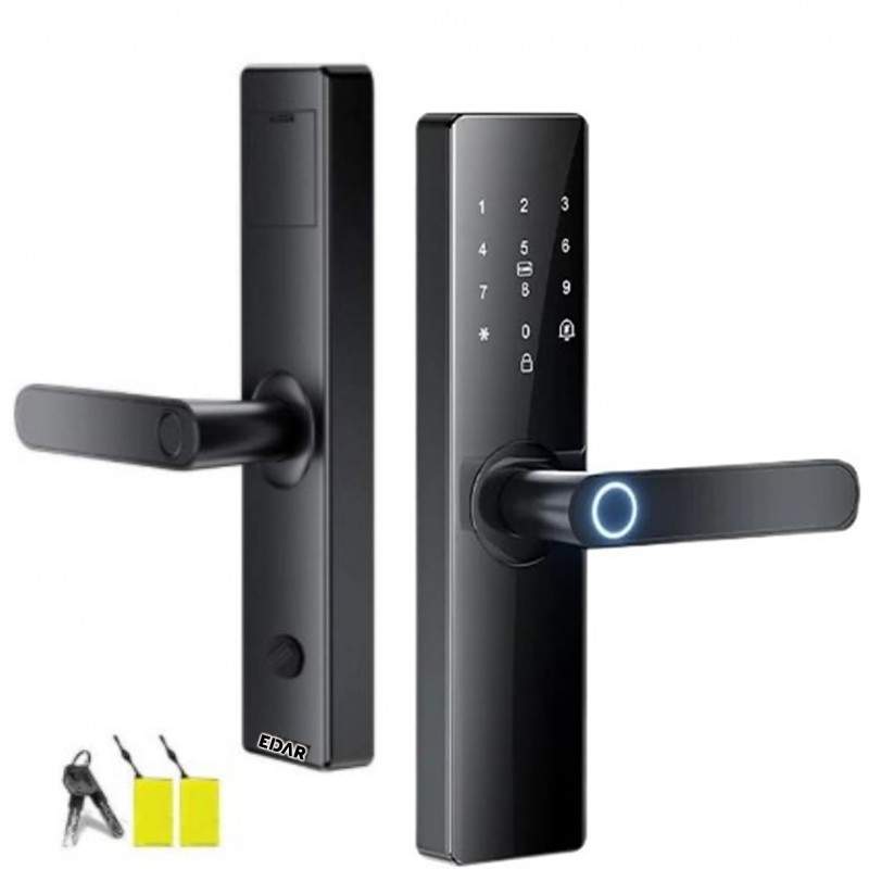 Yala inteligenta Smart EDAR cu Amprenta Biometrica, Control prin Aplicatie TUYA, Card, Parola si Cheie, Tastatura Touchscreen...