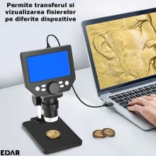 Microscop Digital EDAR, Reincarcabil, 1-1000X, Iluminare LED, Ajustabil, Posibilitate Inregistrare, Potrivit Pentru Bijuterii...