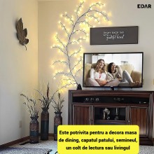 Ghirlanda Luminoasa LED EDAR Tip Creanga cu Flori, 72 LED Alb Cald, 1.6m, Ramuri Flexibile, 8 Moduri Iluminare, Alimentare US... Ghirlanda Luminoasa LED EDAR Tip Creanga cu Flori, 72 LED Alb Cald, 1.6m, Ramuri Flexibile, 8 Moduri Iluminare, Alimentare US...