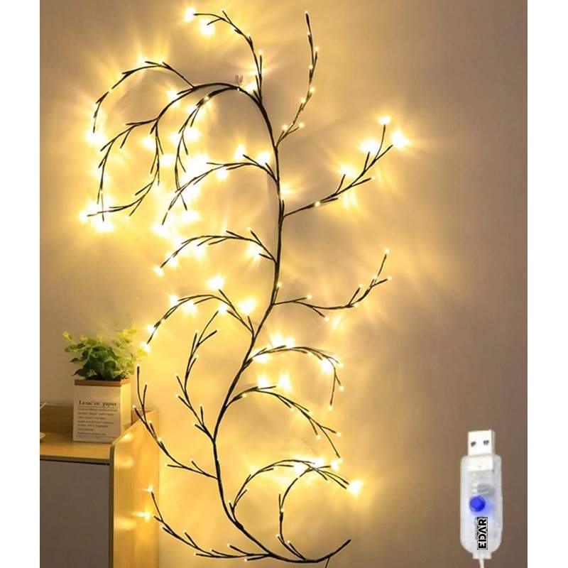 Ghirlanda Luminoasa LED EDAR Tip Creanga cu Flori, 72 LED Alb Cald, 1.6m, Ramuri Flexibile, 8 Moduri Iluminare, Alimentare US... Ghirlanda Luminoasa LED EDAR Tip Creanga cu Flori, 72 LED Alb Cald, 1.6m, Ramuri Flexibile, 8 Moduri Iluminare, Alimentare US...