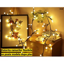 Ghirlanda Luminoasa LED EDAR Tip Creanga cu Globuri Mici, 72 LED Alb Cald, 1.6m, Ramuri Flexibile, 8 Moduri Iluminare, Alimen... Ghirlanda Luminoasa LED EDAR Tip Creanga cu Globuri Mici, 72 LED Alb Cald, 1.6m, Ramuri Flexibile, 8 Moduri Iluminare, Alimen...