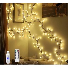 Ghirlanda Luminoasa LED EDAR Tip Creanga cu Globuri Mici, 72 LED Alb Cald, 1.6m, Ramuri Flexibile, 8 Moduri Iluminare, Alimen...