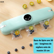 Aparat de Vidat si Sigilat Alimente EDAR, 90W, Afisaj Digital cu Secunde Ramase,Oprire Automata, Bara de Lipire 30 cm, 10 Pun...
