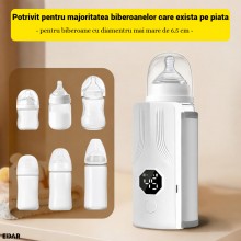 Incalzitor Portabil Biberoane EDAR , Reincarcabil 4000mAh, Reglabil pe Dimensiune, 6 Niveluri Temperatura, Incalzire Uniforma...