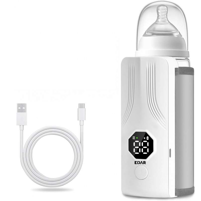 Incalzitor Portabil Biberoane EDAR , Reincarcabil 4000mAh, Reglabil pe Dimensiune, 6 Niveluri Temperatura, Incalzire Uniforma...