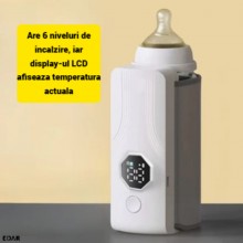 Incalzitor Portabil Biberoane EDAR , Reincarcabil 4000mAh, Reglabil pe Dimensiune, 6 Niveluri Temperatura, Incalzire Uniforma...