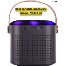 Boxa si Microfon EDAR Karaoke Wireless, Lumini RGB LED, Portabila, Slot card si Conectare telefon prin Bluetooth, AUX, Pentru...